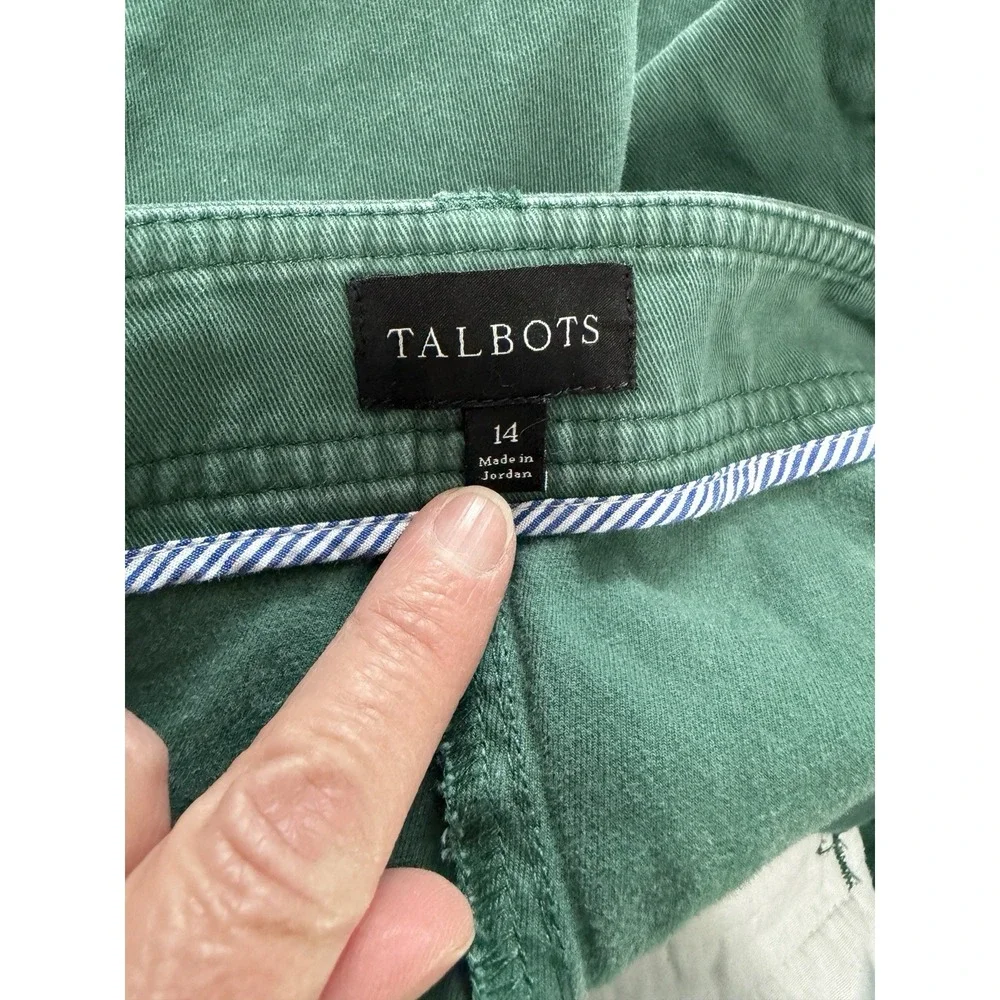 Women's Talbots Ankle Front Pocket Wide Leg Pants Green Size 14